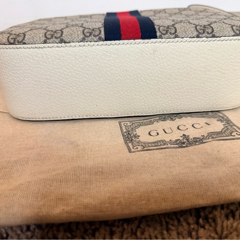 Gucci Beige Crossbody Bag with Navy and Red Stripes - Picture 4 of 10